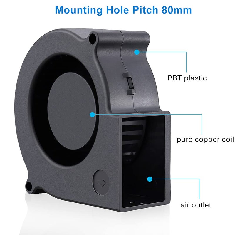 GDSTIME 75mm x 30mm 7530 DC 12 Volt Brushless Turbo Blower Cooling Fan 2Pin - Image 4